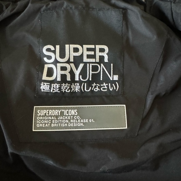 SuperDry Black Hooded Puffer Coat NWOT - Picture 8 of 8